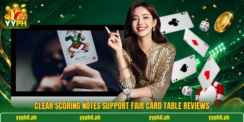 Clear scoring notes support fair card table reviews Clear scoring notes support fair card table reviews