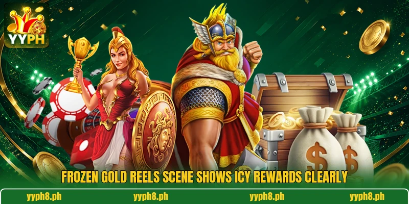 Frozen Gold Reels scene shows icy rewards clearly Frozen Gold Reels scene shows icy rewards clearly