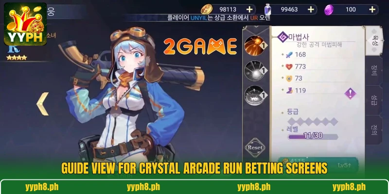Guide view for Crystal Arcade Run betting screens Guide view for Crystal Arcade Run betting screens