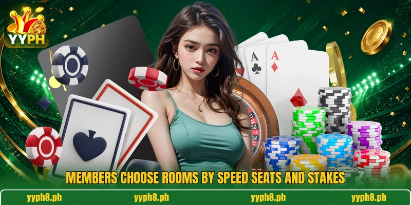 Members choose rooms by speed seats and stakes