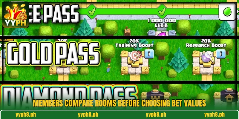 Members compare rooms before choosing bet values Members compare rooms before choosing bet values