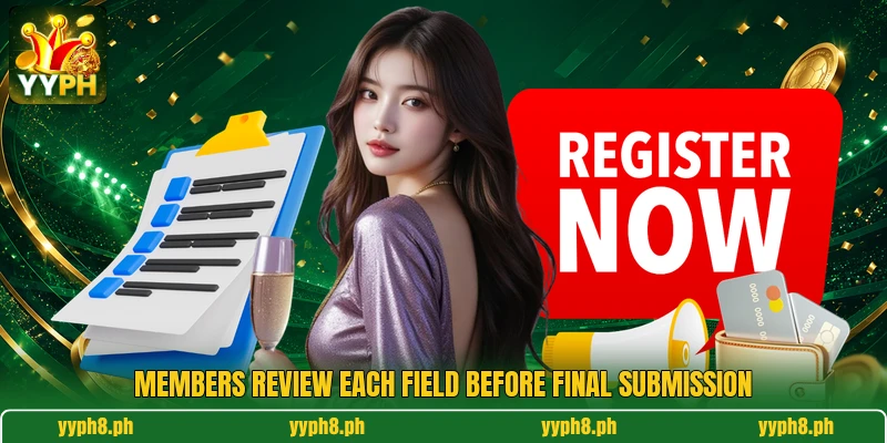 Members review each field before final submission Members review each field before final submission