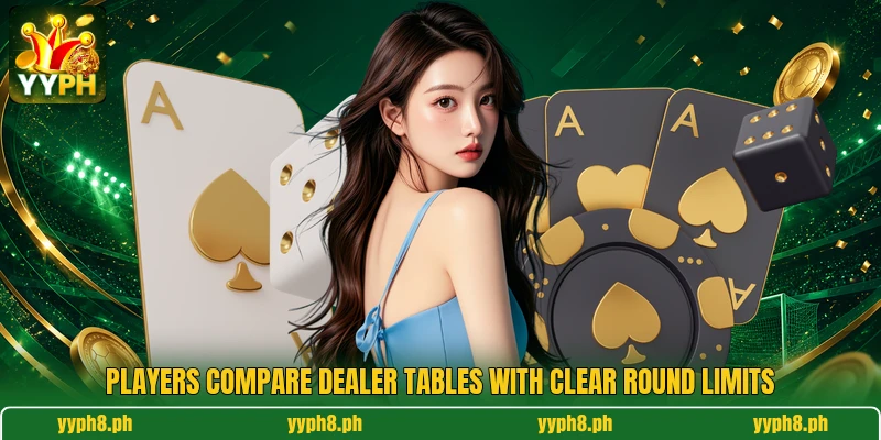 Players compare dealer tables with clear round limits