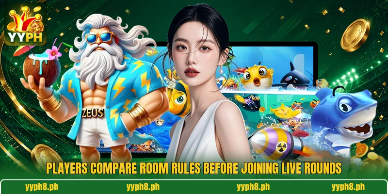 Players compare room rules before joining live rounds